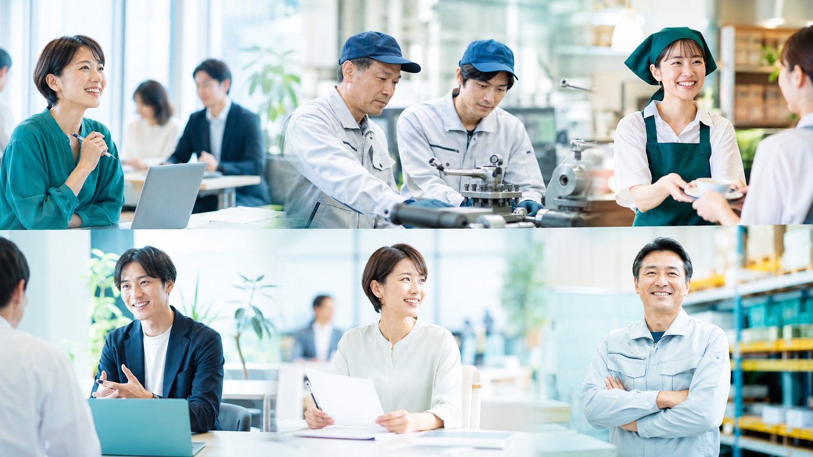 さまざまな業種の中小企業で前向きに働く人々